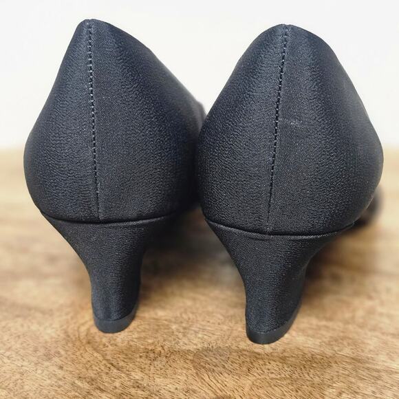 Vintage Selby Black Pumps Rhinestones Dress Kitten Heels 90s Comfort Flex Size 8 - Picture 7 of 8